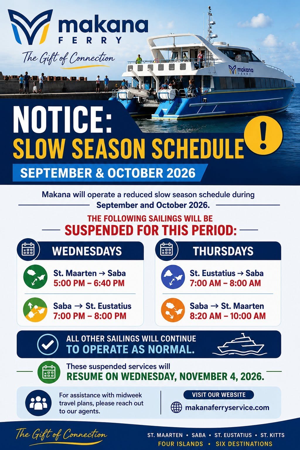 Slow season schedule